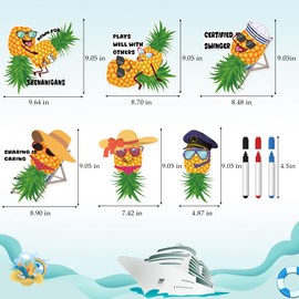 Dazoratix Cruise Ship Door Decorations - 6 Pcs Funny Pineapple Door Magnet Pineapple Magnets Tropical Cruise Stateroom Decorations Magnets for Cabin Stateroom Carnival Holiday Party Car Decor