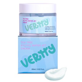 Vertty Tea Tree XYLITOL Hydrating Facial Cream | Cooling, Redness Relif, Moisturizing Water Cream | Non-Comedogenic Moisturizer for Face | Long-lasting Hydration | Teens & Kids Skin Care (2oz)