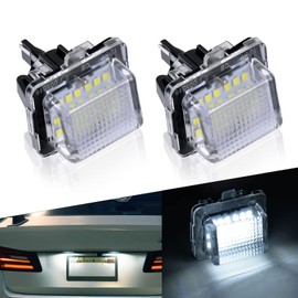 URAQT LED License Plate Light, 2 Pieces, 6500 K Number Plate Light, 400 Lm, Rear Light, White, Number Plate 12 V, Built-in Canbus, Compatible with Benz