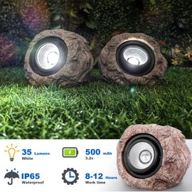 HDUAN IDT 4 Pack Solar Rock Lights Outdoor, Super Bright Solar Garden Stone Spotlight, Led Landscape Lighting for Pathway Lawn Patio Porch Yard Walkway