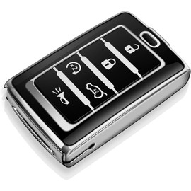 Tukellen for Jeep Key Fob Cover Soft TPU Full Protection Key Case Compatible with 2021-2025 Grand Cherokee L Grand Wagoneer Key Shell (Silver, 5 Buttons)