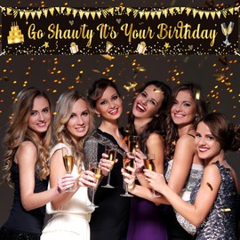 Black Gold Go Shawty - Banner de cumpleaños para patio