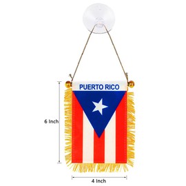 GSYLPFT 4 X 6 Puerto Rican Flag Small Mini Puerto Rico Flags Banners for Car Rearview Mirror Window Hanging Decor with Suction Cup & Fringy