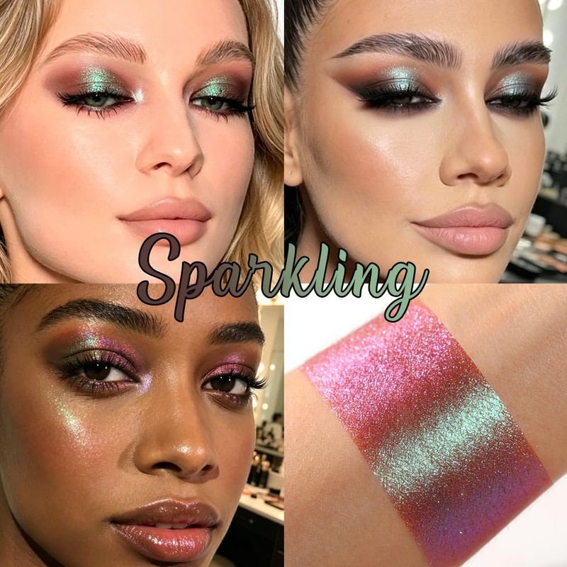 Afflano Duochrome - Ombretto metallizzato, prugna, malva, verde, glitterato, altamente