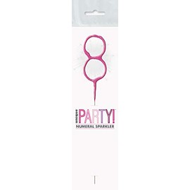 Dazzling Pink Glitz Birthday Sparkler Number 8 (17cm) - Perfect for Birthday Parties & Celebrations - 1 Pc