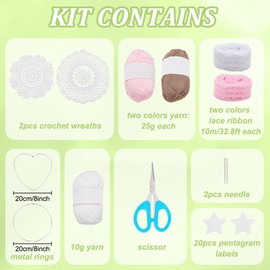 INFUNIY 2set Crochet Dream Catcher Kit Pink Large DIY Dream Catchers Kit Dream Catcher Kits Pack Make Your Own Dream Catcher Kits with Instruction for Teen Room Wall Hanging Car Ornaments