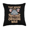 Origami Mouse Folding Art for Humor Fans Throw Pillow
