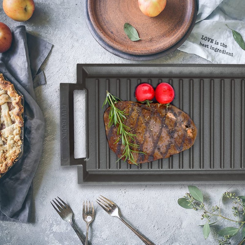 COVERCOOK Griddle Pan, Cast Iron Grill Hot Plate, Rectangular Grill,