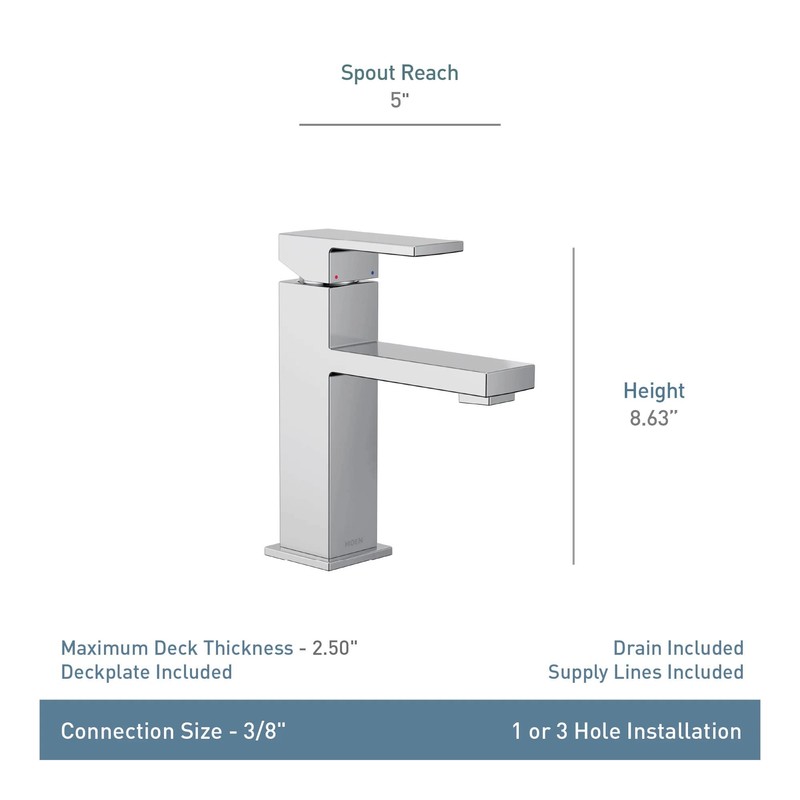 Moen Revyl Matte Black One-Handle Single Hole Modern Bathroom Sink