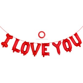 16 Inch I Love You Letter Balloons, Valentines Day Balloons, Love Foil Balloon Banner for Wedding Engagement Galentines Day Bridal Shower Decor (Red-I LOVE YOU)