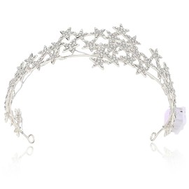 YBSHIN Light Up Rhinestone Star Tiaras and Crowns, Sparkly Bridal Wedding Headband, Crystal Prom Costume Headpiece for Women (Silver)