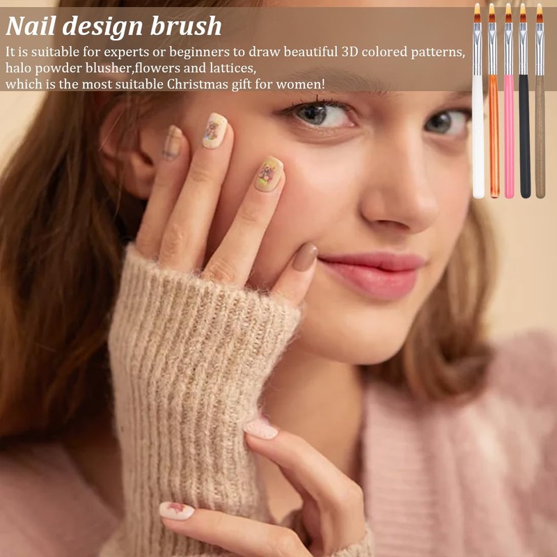 EBHO Pack of 5 Nail Gel Brushes, Brush for Gel