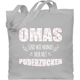 Shirtracer - Grandma gift - Grandmas are like Mamas only with icing sugar - fabric bag made of cotton jute bag long handle, 2 Light Grey, Einheitsgröße