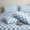 KAREVER Blue White Grid Comforter Set Full Blue Plaid Bedding