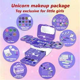 Girls Makeup Kit for Kids, 72 Pcs Washable Real Cosmetic & Purple Travel Cosmetic Case, Non-Toxic Make Up Set Toys Toddler Makeup Kit, Princess Dress Up Kit Christmas & Birthday Gift for 3-12 Age Girl