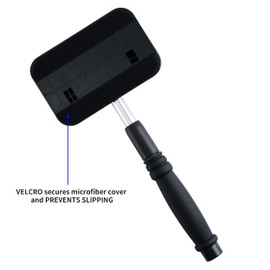Polyte Pivoting Windshield Glass Cleaning Tool Extendable Aluminum Handle w/3 Premium Microfiber Covers