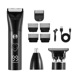 LAIKME Body Hair Trimmer for Men - Electric Male Hygiene Grooming Shaver - Hair Razor Nose Trimmer Clippers - 3 in 1 Groin Groomer IPX5 Waterproof LED Display Remover for Chest Back Armpit