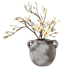 Large Rustic Ceramic Vase for Flowers, 6.4-Inch Farmhouse Terracotta Vase, Big Boho Home Decor for Living Room, Table, Shelf & Mantel Decoration