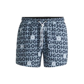 HUGO Men's Tortuga Logo Print Drawstring Swim Shorts, 483open blue, M
