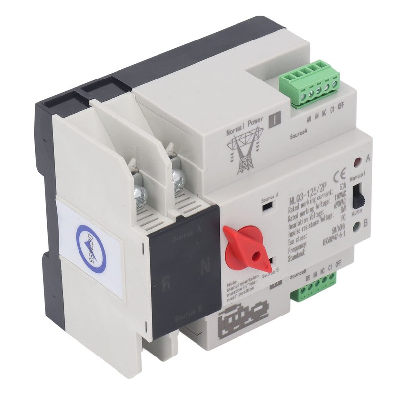 Automatic Transfer Switch 2P 63A Generator Changeover Switch AC 110V