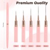 5PCS Nail Art Brushes Set with Pink Leather Case，【Metallic Material】