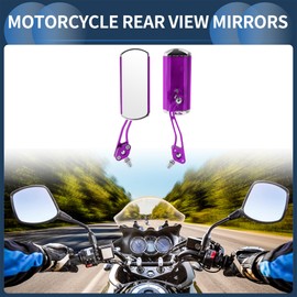 INFINAUTO Motorcycle Rear View Mirrors Bar End Side Mirrors Mount Aluminum Alloy Metal Purple Adjustable M8/M10 Square Shape