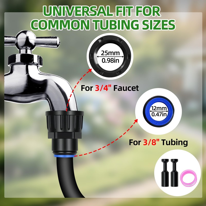 2 Pack Faucet Adapter 3/4" to 3/8" Quick Connect Drip