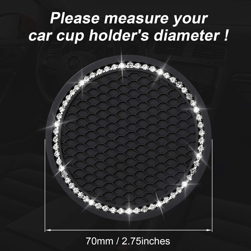 yousheng 2PCS Bling Car Cup Coaster, Universal Vehicle Bling Holder