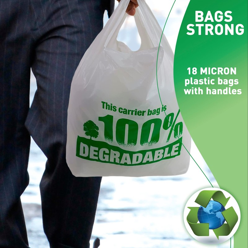 Sabco - White Vest Carrier Bags 100% Degradable - Large13