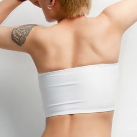 Strapless Binder Women Lesbian Tomboy Elastic Flat Chest Compression Top Vest Pull On Shapewear Cosplay Bra, White, Medium