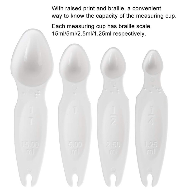 Shipenophy Measuring Spoon Sets, Measuring Cup Portable Braille Measuring Cup