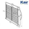 Kair White Louvred Wall Vent Grille 155mm External Dimension with