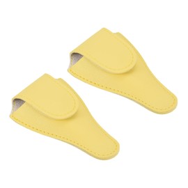 PATIKIL 4.5"x2.6" Embroidery Scissors Sheath, 2 Pack PU Leather Nail Cuticle Scissor Cover Small Pointed Nippers Scissors Protective Case, Light Yellow