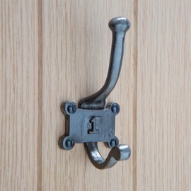 Hammer and Tongs 5X Raw 50mm x 115mm Numbered Double Wall Hook - Cast Iron Vintage Antique Wall Mounted Hanger