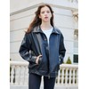 FSVABY Womens Oversized Faux Leather Motocycle Black Jacket Zip Up