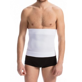 FarmaCell Man 405BS - Abdominal Support Band for Men Figure-Shaping with Support Bars in the Back Area that Prevent Rolling Up, White