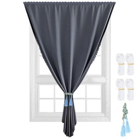 ASelected 100% Portable Blackout Blind, 198x130cm Temporary Velcro Blackout Blinds Stick On Window No Drill Blinds Blackout Curtains for Baby Bedroom Skylight Roof Windows Shades