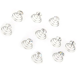 Healvian 10pcs Metal Spiral Hairpins Rhinestone Hair Pins Bridal Hair Jewels Girls Wedding Accessories