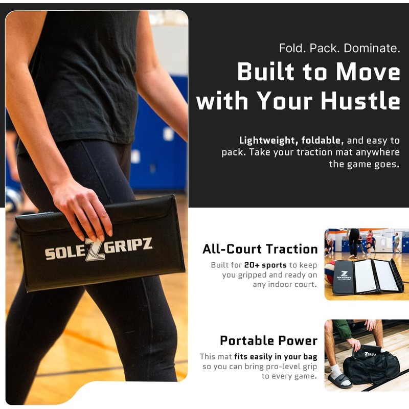 Portable Basketball & Volleyball Sticky Mat by Sola Athletics– Foldable,