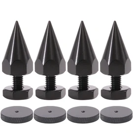 Flushbay 4-Piece Set Speaker Spike M6 Black Audio Speaker Insulator Carbon Iron Spike Socket Sound Improvement Height Adjustable Noise Prevention Audio Accessories (M6)