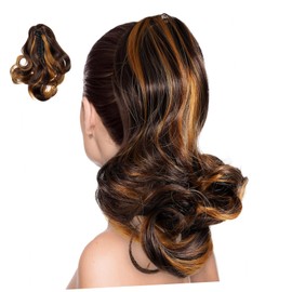 Baluue Clip-in Curly Ponytail Hair Extensions Ponytail Claw Clip Hair Topper for Women Instant Length Natural-looking Curls