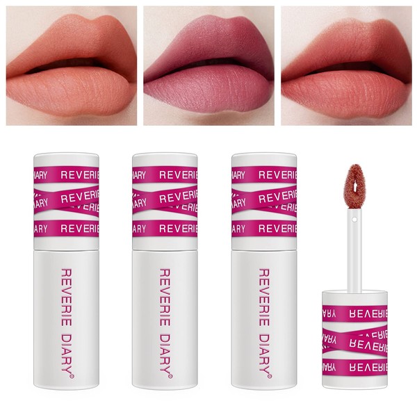 KYDA 3 Colours Matte Lipstick Lip Mud, Velvet Matte Lipstick, Satin Finish Smooth Matte Lipstick Velvety Lip Stains, Highly Pigmented Lipstick Set for Lip Colour and Cheeks