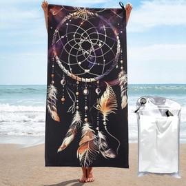 HSYOYO Dream Catcher Beach Towel Sandproof Quick Dry Bath Towels Oversized Pool Towel Portable Travel Microfiber Towel for Kids Women Men 31.5 x 63 Inch