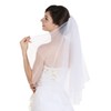SAMKY 2T 2 Tier Crystal Beaded Edge Bridal Wedding Veil