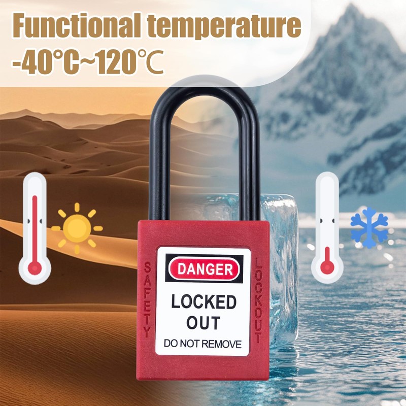 Pack of 10 Lockout Padlock, 38 mm Nylon Security Padlock