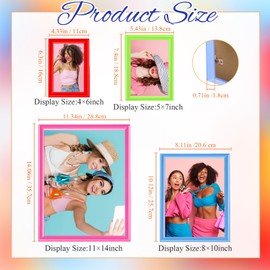 Suzile 8 Pcs Picture Frames, Solid Photo Frame Gallery Wall Frame Set Colored Solid Picture Collage Frames Multiple Picture Frame Art Frames for Photo Tabletop Display or Wall, 4 Sizes (Multicolor)