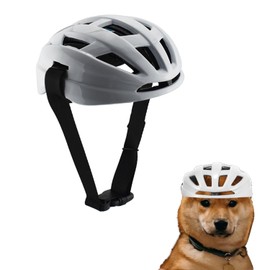 Dog Helmet Pet Hat for Cats Dog Helmet Outdoor Riding Puppy Cap Adjustable Rope Belt Pet Helmets for Small Medium Large Dogs Safety Helmets (White, M)