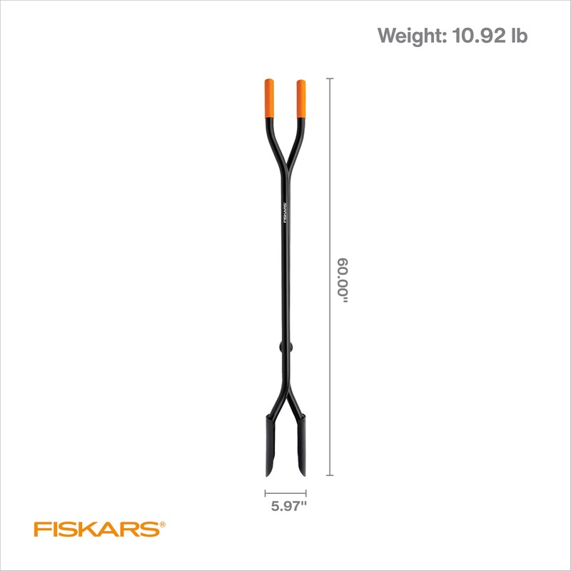 Fiskars 60" Steel Posthole Digger, Long-Handled Construction and Yard Tool,