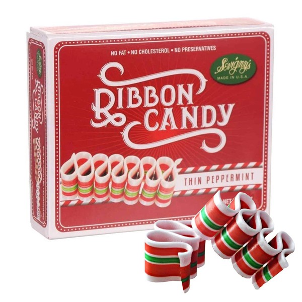 Sevigny's Thin Peppermint Ribbon Candy Old-Fashioned Christmas Classic Candy - Red and Green - Made in U.S.A. 3oz (2)