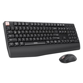 seenda Bluetooth Keyboard and Mouse, USB + Bluetooth Multi Device, Ergonomic Keyboard Mouse Set, Full-Size Wireless Combo Compatible for Mac OS/Windows PCs Computers Laptops MacBooks - Pink Button